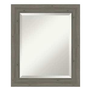 Fencepost Grey Narrow 20.5 in. x 24.5 in. Beveled Rectangle Wood Framed Bathroom Wall Mirror in Gray