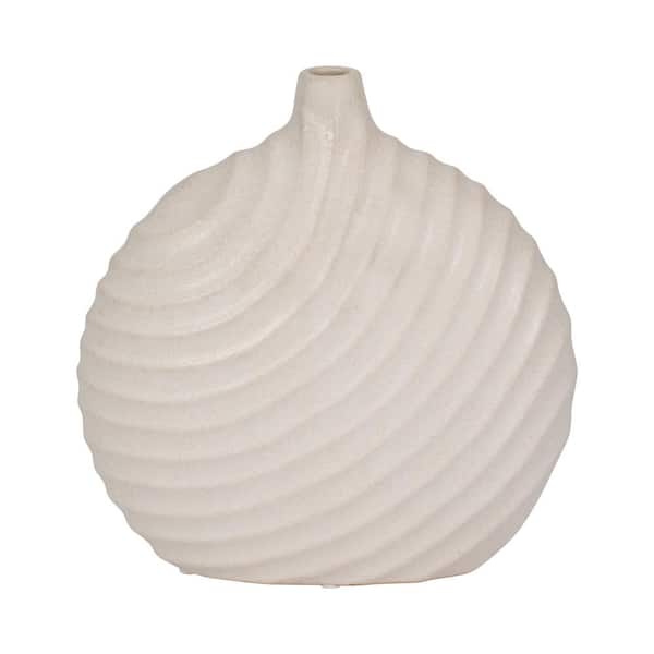 Liv & Skye 11 in. White Stoneware Urn Decorative Vase