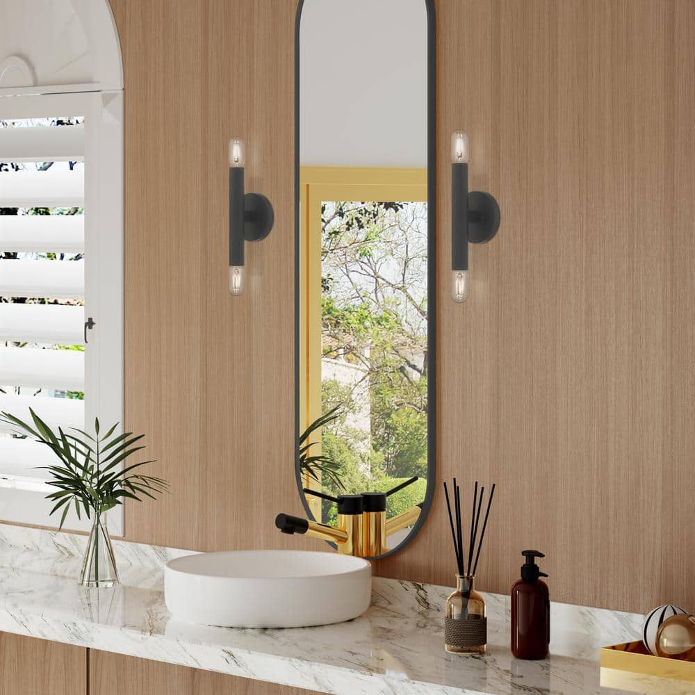 Copenhagen Dual-Light Black Steel ADA Wall Sconce