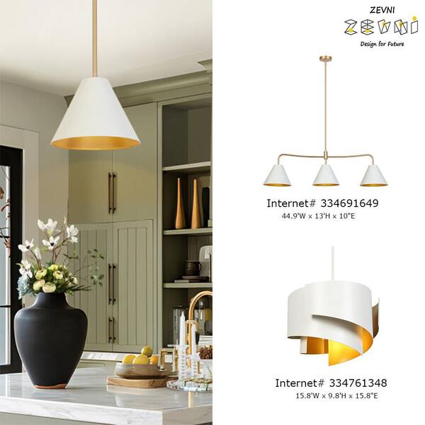Zevni Mid-century Modern 1-Light Gold Pendant Lamp with