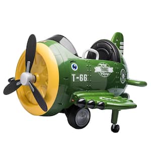 12-Volt Kids Electric Ride On Car Toy Airplane Vehicle with Remote Control in Green