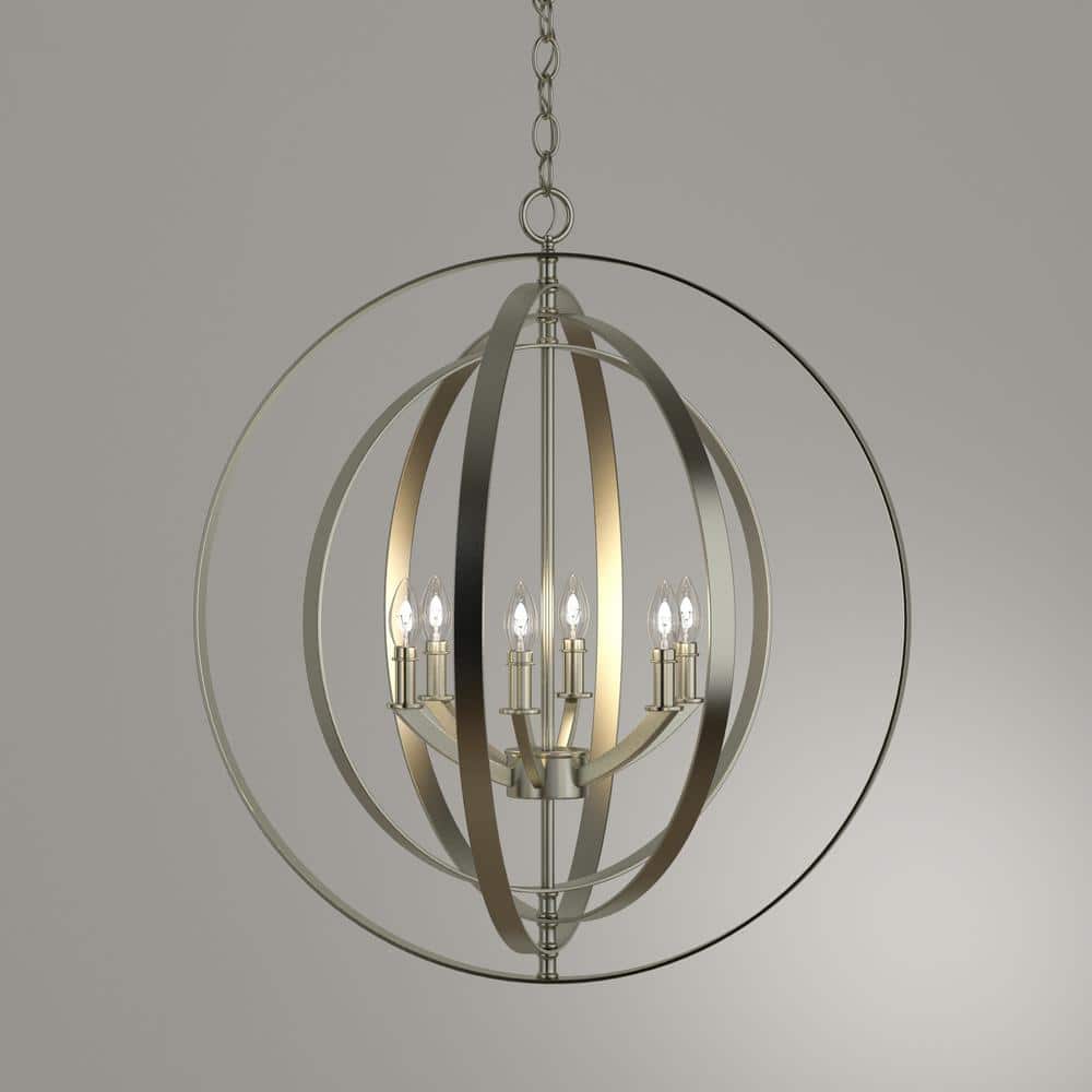 Equinox 6-Light Burnished Silver Steel Chandelier Pendant