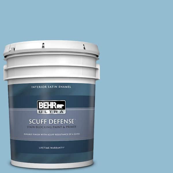 BEHR ULTRA 5 gal. #S490-3 Reef Blue Extra Durable Satin Enamel Interior Paint & Primer