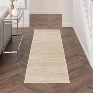 Essentials 2 ft. x 6 ft. Ivory Gold Abstract Contemporary Runner Indoor/Outdoor Area Rug