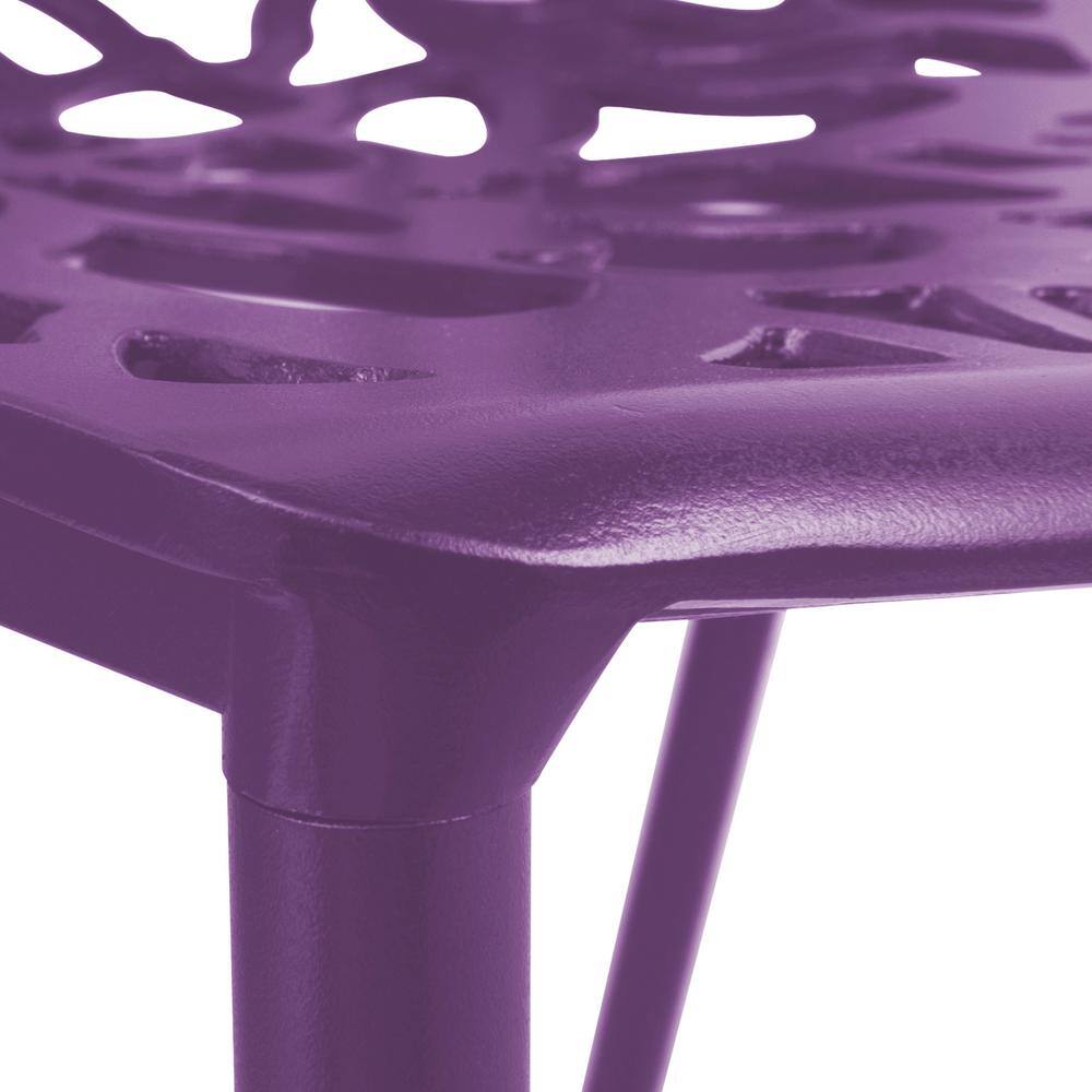 Devon Purple Aluminum Outdoor Dining Chair with Floral Design