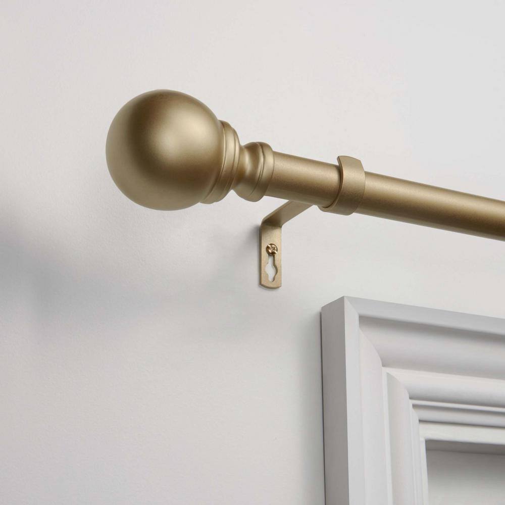 Adjustable Gold Iron Curtain Rod with Sphere Finials