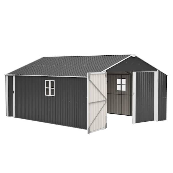 Outdoor Shed 12 ft. W x 20 ft. D Metal Garage Shed w/Spacious 1810 cu. ft. Capacity, Durable Double-Door (229.6 sq. ft.)