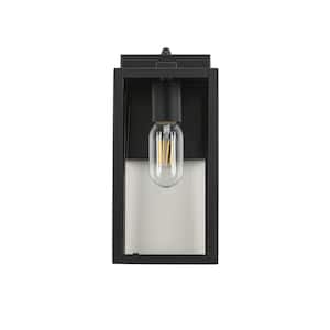 Dusk to Dawn Sensor Outdoor Wall Light, Waterproof Outdoor Wall Lamps, Wall Sconce with Seeded Glass, Matte Black