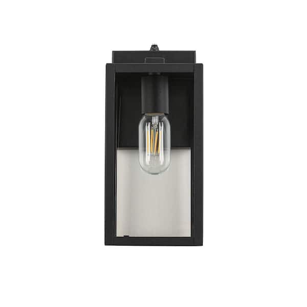 Dusk to Dawn Sensor Outdoor Wall Light, Waterproof Outdoor Wall Lamps, Wall Sconce with Seeded Glass, Matte Black