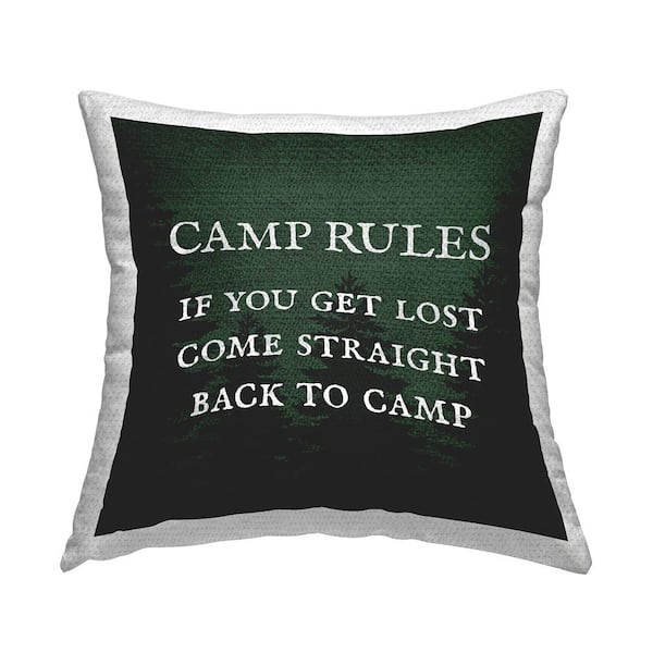 Stupell Industries Camp Rules If You Get Lost Humor Green Square Outdoor Throw Pillow