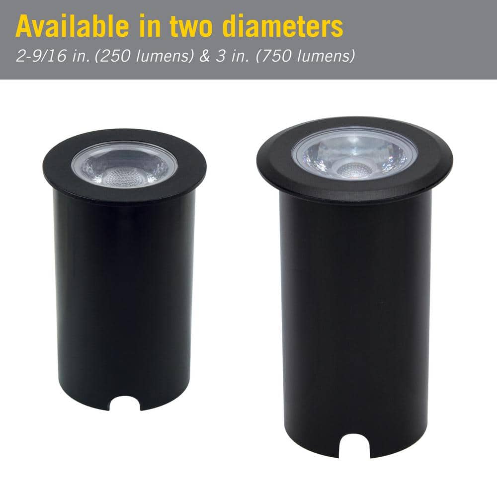 Black Integrated LED Inground Landscape Well Light