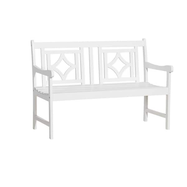 Unbranded 2-Person Outdoor Wood Garden Bench in White