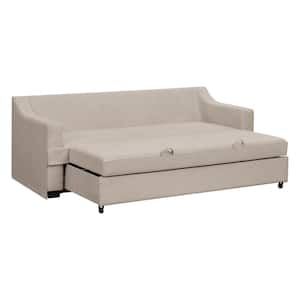 Daphne 91.7 in. Skirted Upholstered Queen Size Sofa Bed in Oatmeal