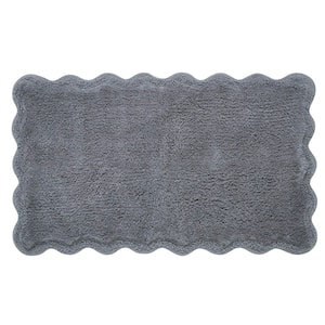Scallop Grey Cotton Bath Rug, 20 in. x 32 in.