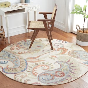 Micro-Loop Ivory/Rust 6 ft. x 6 ft. Abstract Persian Round Area Rug