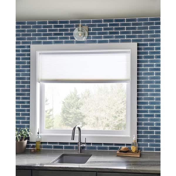 Bay Blue Beveled Subway 12 in. x 12 in. Ceramic Mesh-Mounted Mosaic Wall Tile (10 sq. ft./Case)