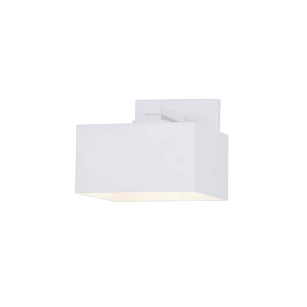 Fifth and Main Lighting Cubely 1-Light Medium White Hardwired LED Outdoor Wall Lantern Sconce (1-Pack)