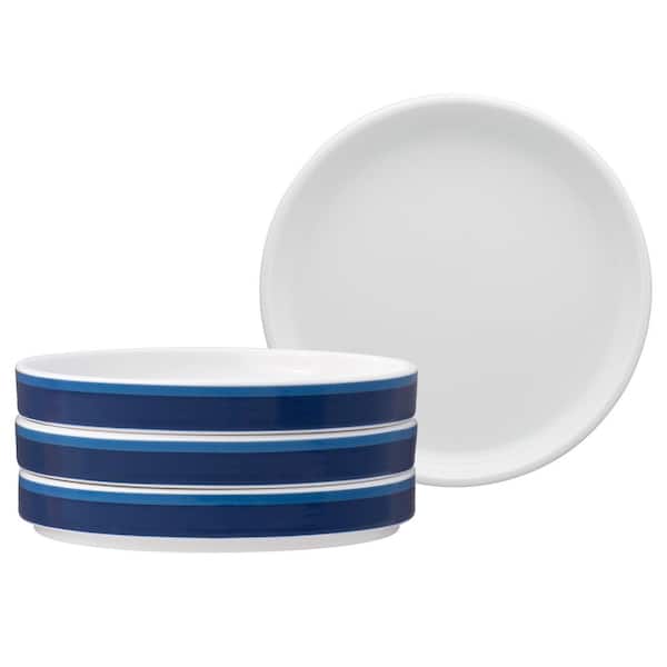 Noritake ColorStax Stripe Blue 6 in. (Blue) Porcelain Small Plates, (Set of 4)