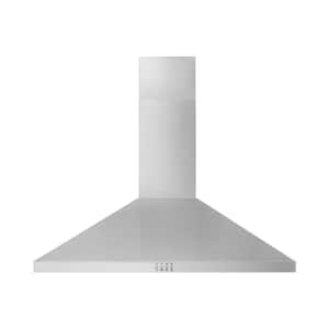 36 in. 300 CFM Chimney Wall Mount Range Hood with Light in Stainless Steel