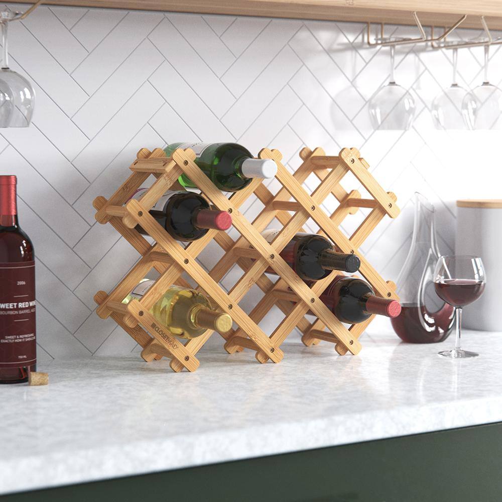 ClosetMaid Bamboo Folding 8-Bottle Wine Rack for Countertops