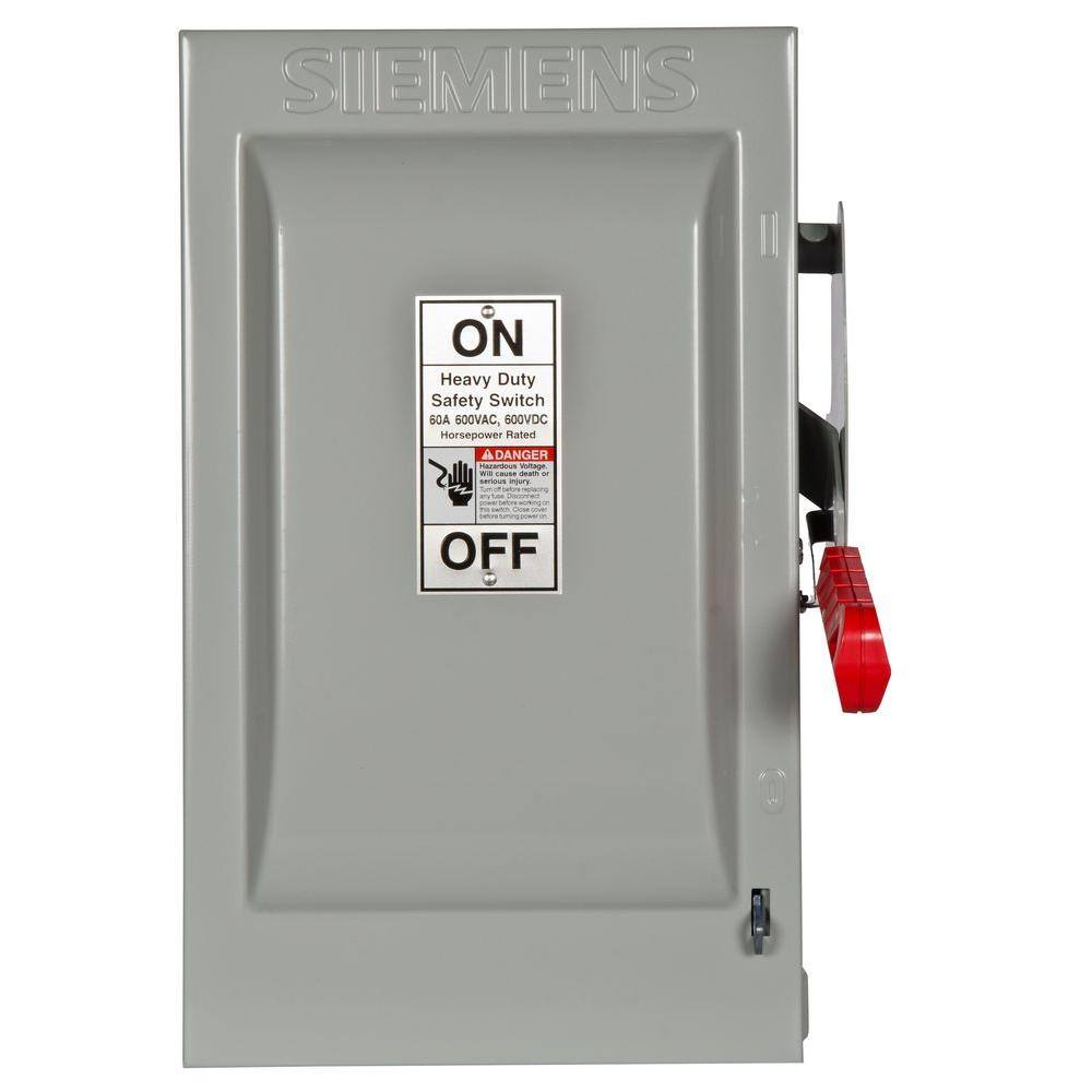 UPC 783643151093 product image for Heavy Duty 60 Amp 600-Volt 3-Pole Indoor Fusible Safety Switch with Neutral | upcitemdb.com