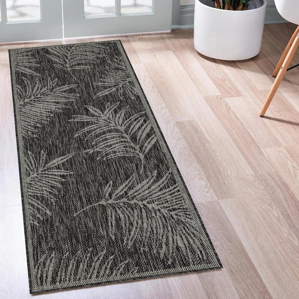 Liana Black and Gray 2 ft. x 8 ft. Indoor/Outdoor Area Rug