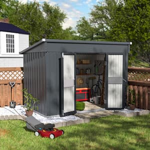 10 ft. W x 6 ft. D Metal Shed Outdoor Storage Shed 60 sq. ft., Gray