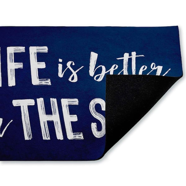Better in the Surf Sentiment Blue 18 in. x 30 in. Polyester Non-Slip Outdoor Door Mat