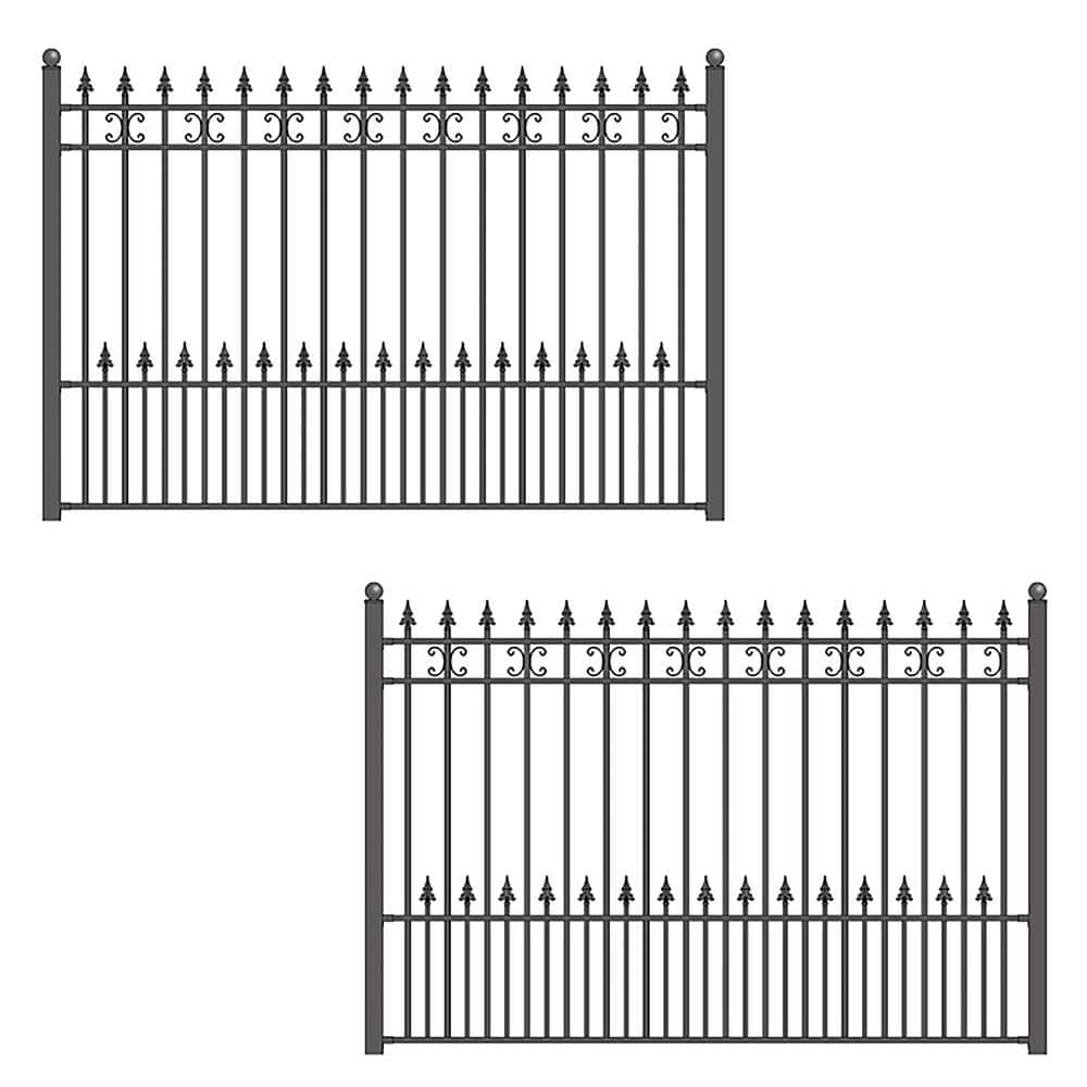 aleko-16-ft-x-5-ft-venice-style-security-fence-panels-steel-fence-kit