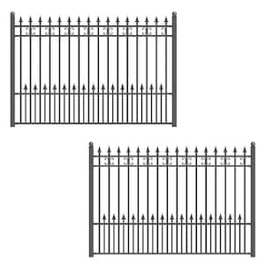 16 ft. x 5 ft. Venice Style Security Fence Panels Steel Fence Kit 2-Panel Gate Fence