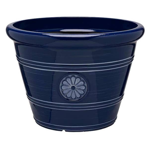 Southern Patio Modesto Large 15.25 in. x 10.5 in. 17 Qt. Navy Resin Composite Outdoor Planter