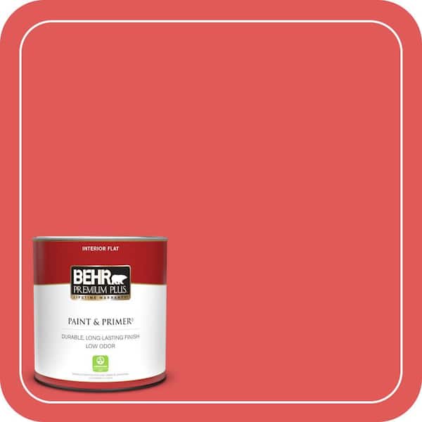 BEHR PREMIUM PLUS 1 qt. #150B-6 Firecracker Flat Low Odor Interior Paint & Primer