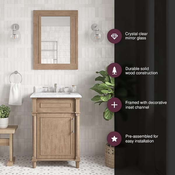 Aberdeen 28 in. W x 40 in. H Rectangular Framed Wall Mount Bathroom Vanity Mirror in Antique Oak