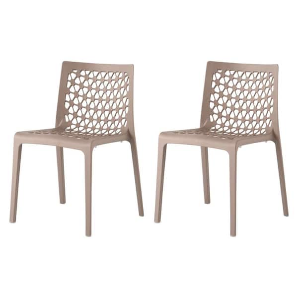Lagoon Milan Grey Stackable Resin Outdoor Dining Chair (2-Pack)