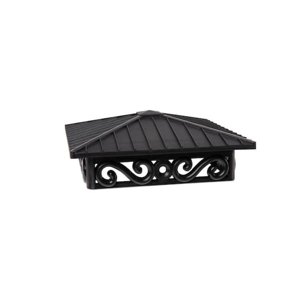 FENCE & DECK RITE Unique Design Post Caps Fits Standard 4 in. x 4 in. Posts Reinforced Black Polypropylene (4 Pieces)