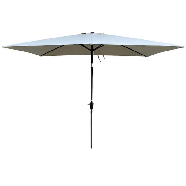 FIROMO 6 ft. x 9 ft. Patio Sunshade Outdoor Waterproof Umbrella with Crank and Push Button Tilt Mechanism Frozen Dew