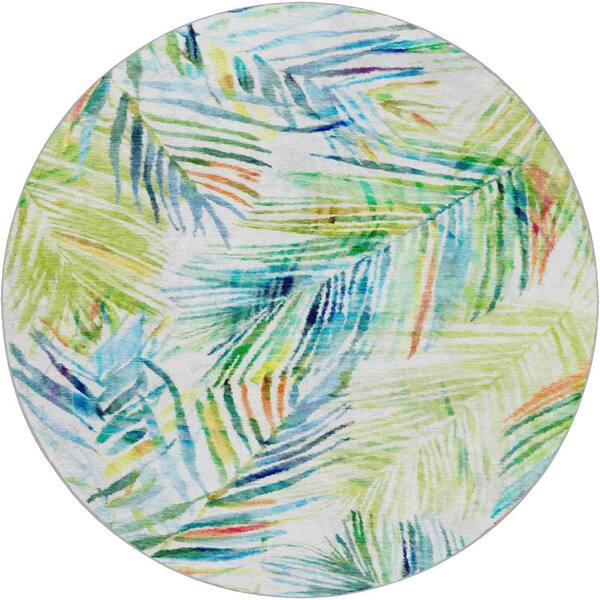 Dream Shag Premium Machine Washable Abstract ADS199 Multi 8 ft. x 8 ft. Round Rug