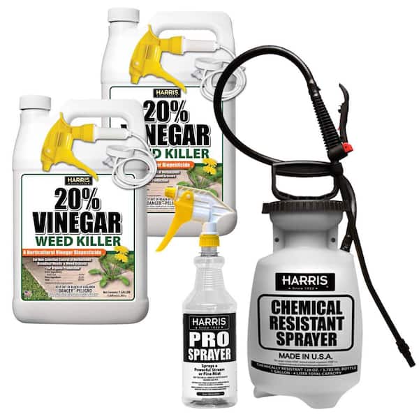 Harris 256 oz. 20 Vinegar Weed Killer and One 32 oz. and 1 Gal. Tank Sprayer (2Pack
