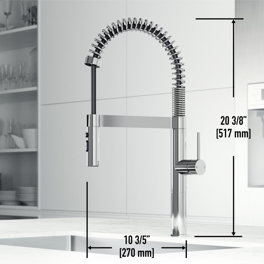 Edison Pro 20" Chrome Single Handle Pull-Down Kitchen Faucet