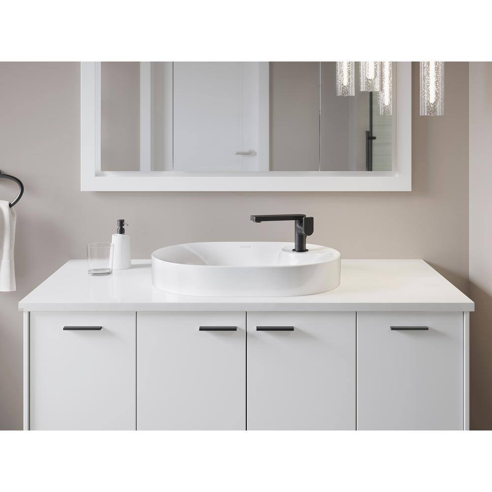 White Ceramic Oval Vessel Bathroom Sink with Faucet Hole