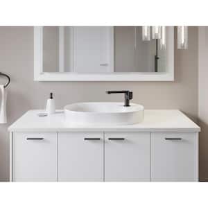 Chalice Vessel Vitreous China Oval Bathroom Sink with Single Faucet Hole in White