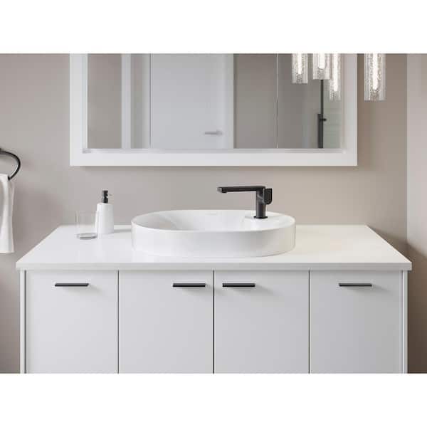 Chalice Vessel Vitreous China Oval Bathroom Sink with Single Faucet Hole in White