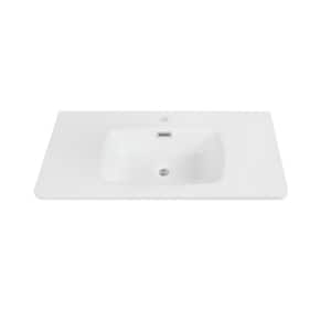 35.4 in. W x 18.9 in. D Solid Surface Resin Vanity Top in White
