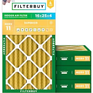 Filterbuy 24x25x4 Air Filter MERV 13 – 2-Pack, Pleated HVAC Furnace Filter (Actual Size: 23.75x24.75x3.63)