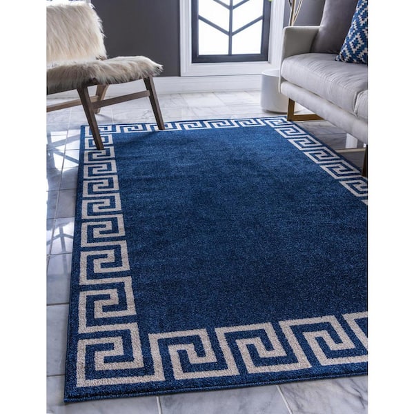 Unique Loom 8 Ft Round Rug in Navy Blue (3150334)