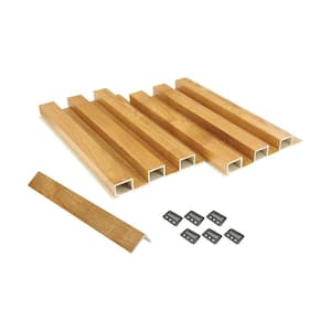 1-1/8 in. x 4 ft. x 9 ft. Wall Cladding Oak Interlocking Composite Decorative Wall Paneling 6-PC (36.12 sq. ft./Pack )