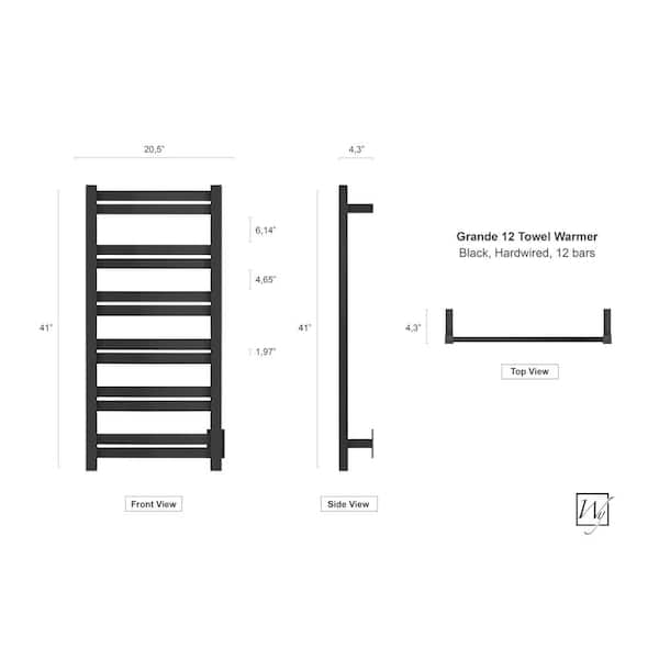 WarmlyYours Grande 12 Electrical Wall-mounted Towel Warmer, Black,  Hardwired, 12 Bars & Reviews