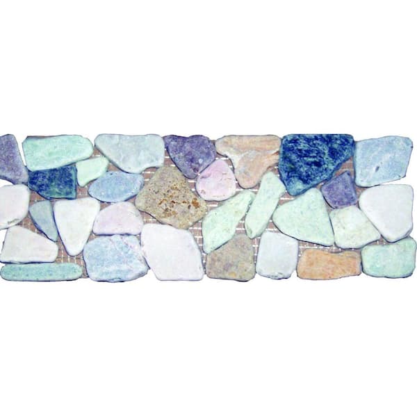 MSI Rock Strip 4 in. x 12 in. Tumbled Marble Listello Floor and Wall Tile