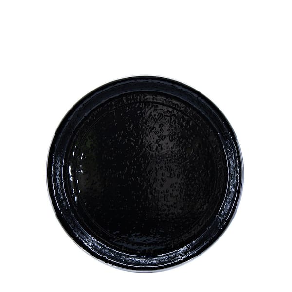 Golden Rabbit 15.5 in. Solid Black Enamelware Round Serving Tray