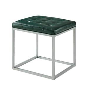 Green Faux leather Square Cube 18 in. L x 18 in. W x 18 in. H Ottoman